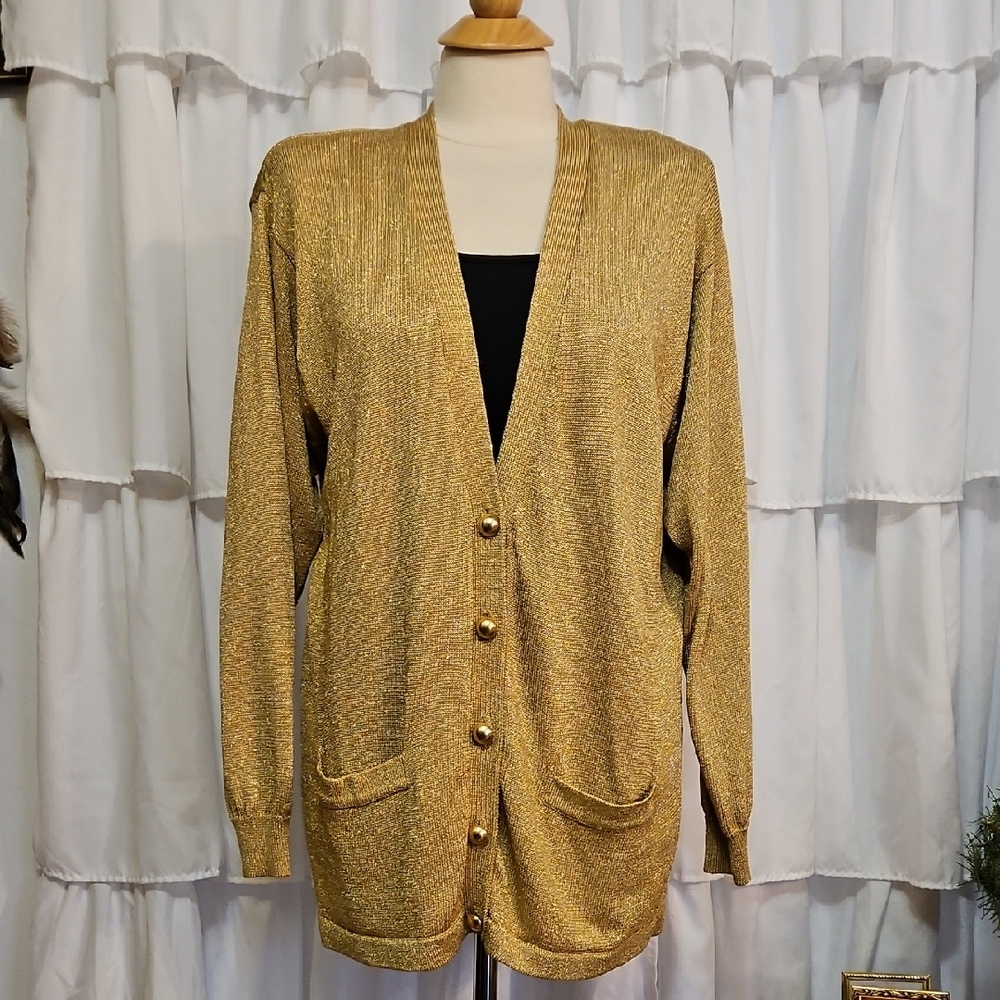 Women's JH Collectibles Shimmering Metallic Gold Cardigan